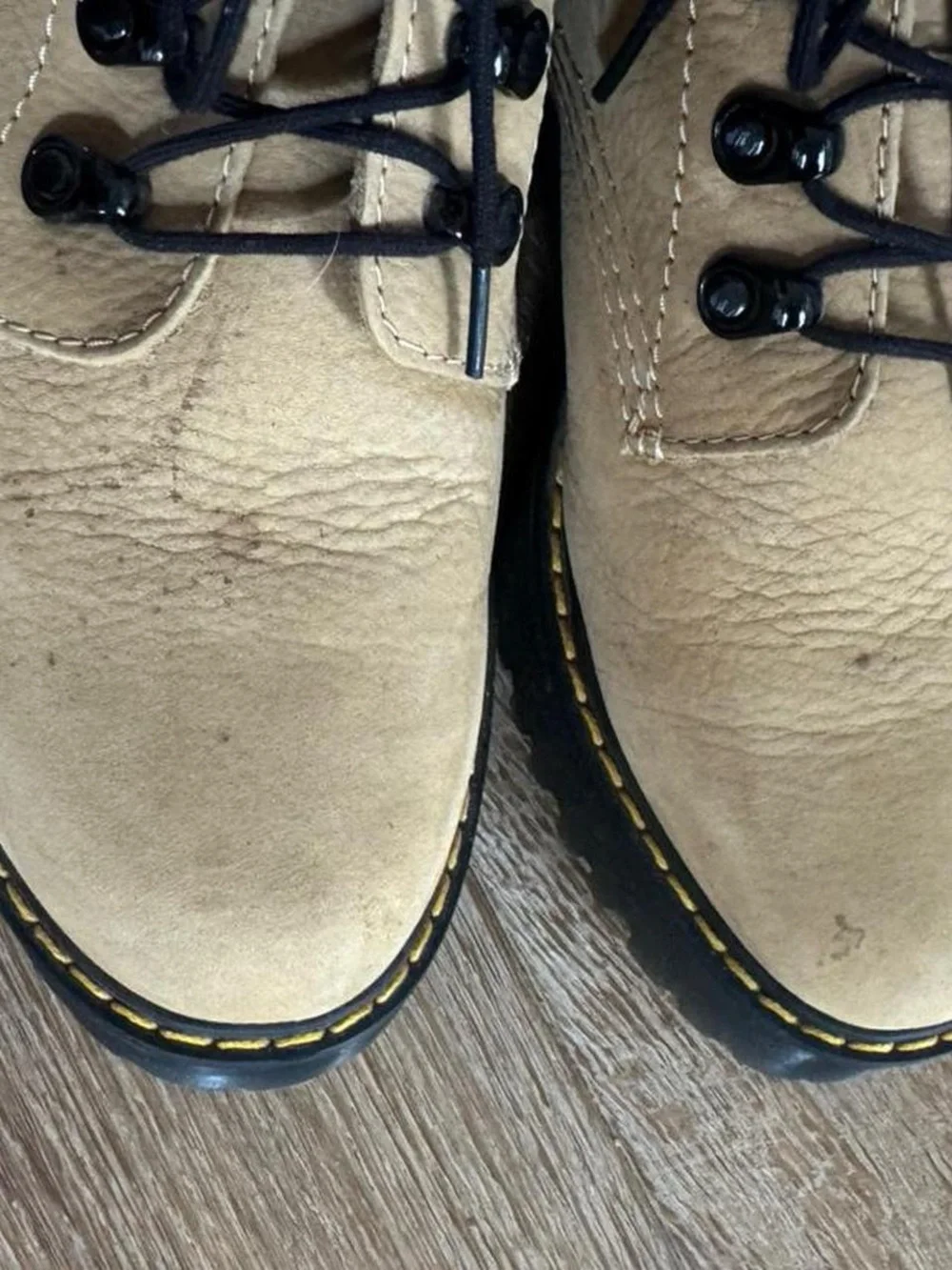 Dr. Martens Lace-Up Chunky Tan Leather Leona Boots